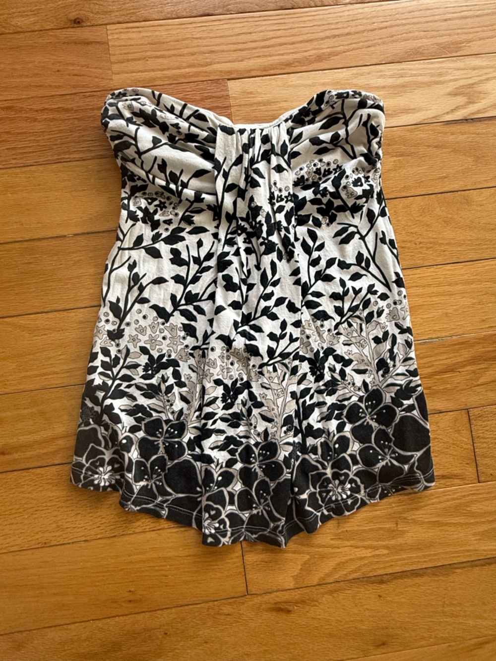 Strapless Black and White Floral top